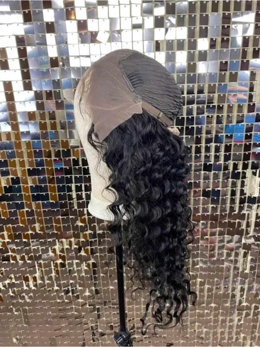 Natural Black Deep Wave Glue-less Lace Front Wig Human Hair 28” 13x4 150 Density